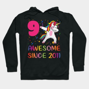 9 Years Old 9th Birthday Unicorn Dabbin Hoodie